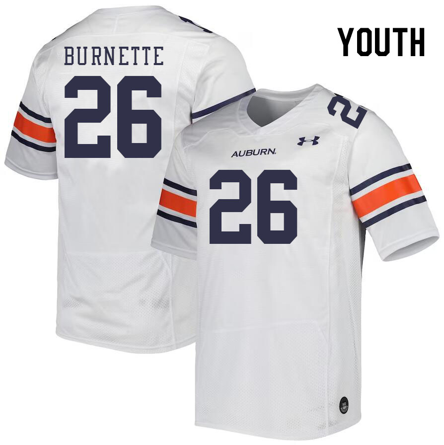 Youth #26 Christian Burnette Auburn Tigers College Football Jerseys Stitched Sale-White